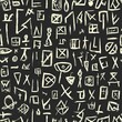 © Velar - A seamless design of hand-drawn Scandinavian runes on a black canvas
