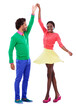 © peopleimages.com - Retro fashion, color and happy couple dance isolated on transparent png background together on date. Love, music and smile, portrait of black woman and man in vintage style, fun clothes and romance.