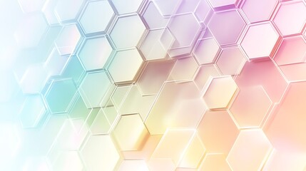 Aufkleber - A glowing digital hexagon grid transitioning from soft pastels to darker shades, evoking a sense of futuristic technology and digital artistry