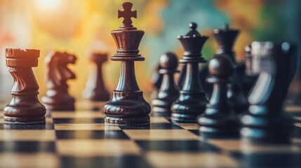 Poster - strategic chessboard techniques for financial trading illustration global market visual guide digita