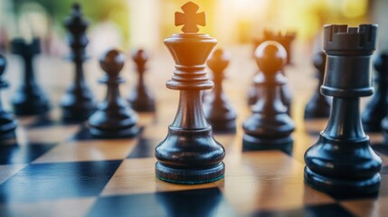 Poster - strategic trading moves on the chessboard blending intellect with market insights