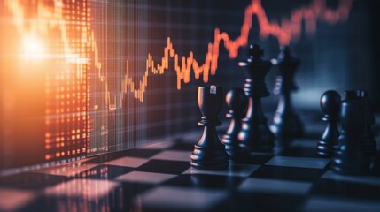 Poster - strategic moves on a chessboard financial market infographic digital workspace analytical perspectiv