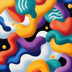 Poster - Dynamic Abstract Art Studio Digital Artwork Colorful Environment Top-Down View Creative Concept