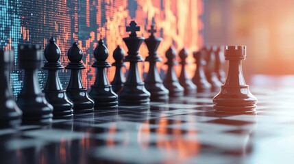 Poster - strategic moves in conceptual trading chessboard online arena visual representation digital space an