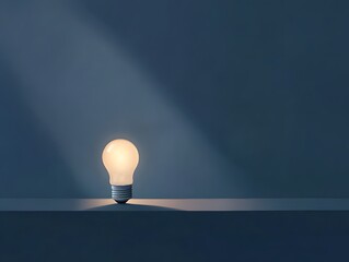 Aufkleber - Illuminated Light Bulb Casting Shadows on a Minimalist Background