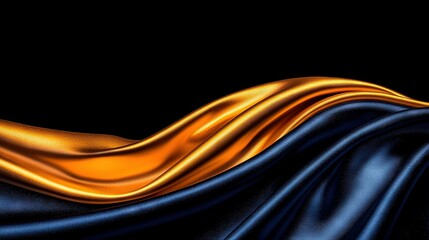 Wall Mural -   Close-up of a black background with two gold & blue waves on opposite sides