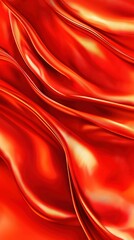 Wall Mural -   A zoomed-in image of a red fabric with a wavy pattern at the bottom