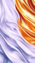 Wall Mural -   A detailed photo of white fabric with waves in the middle and a vertical stripe of orange running through it