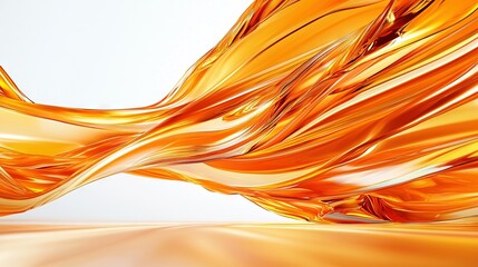 Wall Mural -   A close-up of an orange object with wavy lines at the base, set against a light blue sky in the background