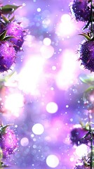 Wall Mural -   A close-up of a bouquet of flowers against a gradient backdrop of purple and white, featuring softly diffused background lighting