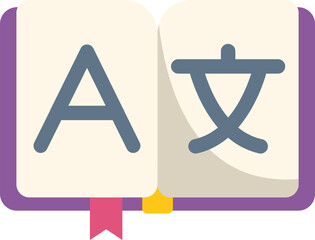 Poster - open dictionary showing english and chinese language translation for education, learning, and commun