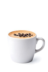 Wall Mural - Cup of Cappuccino With Creamy Foam isolated on white background