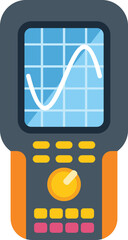 Poster - Digital oscilloscope displaying a sinusoidal signal on its screen, featuring buttons and control knobs for precise measurements