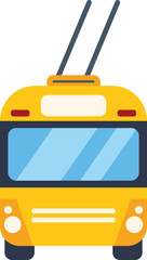 Poster - this vector illustration features a yellow trolleybus, providing a convenient and sustainable mode o