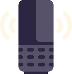 Poster - this flat vector illustration depicts a smart speaker emitting sound waves