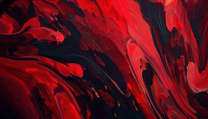 Aufkleber - abstract red fluid motion with black highlights, dynamic flow pattern resembling molten lava or blood, dramatic visual texture

