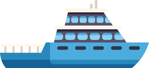 Poster - Big modern cruise ship sailing on water surface, side view of boat for passengers, marine travelling and tourism