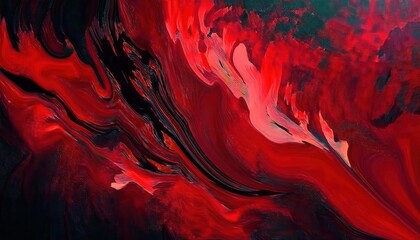 Aufkleber - abstract red fluid motion with black highlights, dynamic flow pattern resembling molten lava or blood, dramatic visual texture

