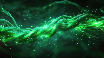 Poster - Dynamic green energy flow abstract digital realm visual art ethereal environment close-up perspective innovation concept