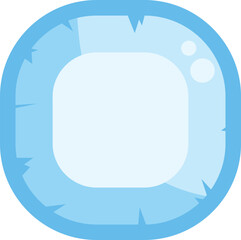 Poster - light blue rounded square button with cracks and bubbles, perfect for casual games