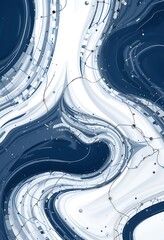 Poster - Abstract swirling blue and white digital artwork
