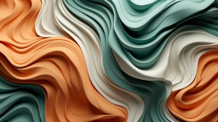 Poster - Energetic curved lines in vibrant mint, coral, and lemon colors evoke modern movement and style