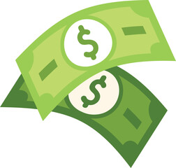 Poster - two green dollar banknotes flying representing savings, wealth, and financial success