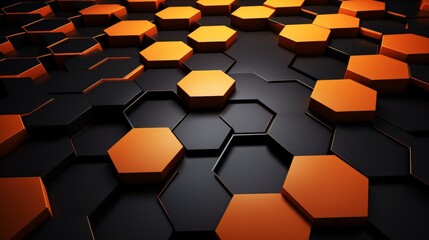 Poster - Vibrant orange honeycomb pattern on a graphite background for a striking visual contrast