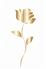 Poster - Elegant minimalist flower outline crafted with delicate gold threads for a light aesthetic