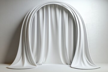 Poster - Draped white fabric installation art studio photography minimalist close-up textural elegance
