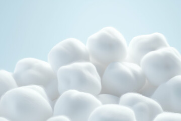 Poster - Pile of white cotton balls. Close-up of soft cotton. Cotton balls background