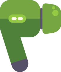 Poster - Modern green wireless earbud isolated on white background, offering seamless connectivity and immersive sound
