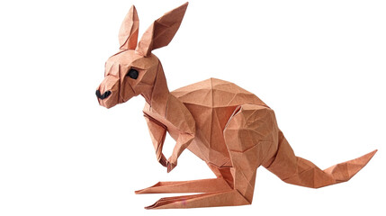 Wall Mural - Origami kangaroo sitting on transparent background