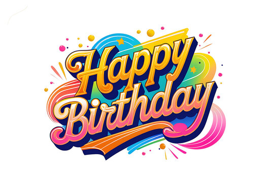 Vibrant Happy Birthday Vector Design. Bold Typography and Festive Colors