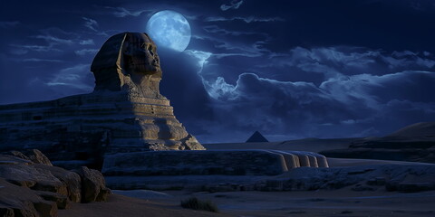 Wall Mural - At night At night the Sphinx acquires an atmospher_003