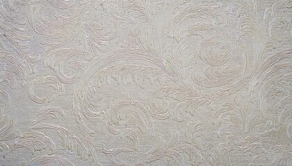 Aufkleber - beige ornamental textured wallpaper with classic stucco swirl relief, embossed vintage floral pattern for elegant interior design