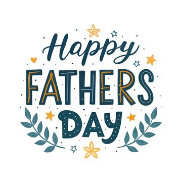 Happy fathers day leaf design  retro style happiness celebration  father typescript greeting card 