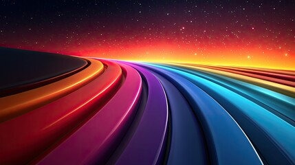 Poster - Colorful Swirling Stripes Underneath a Starry Night Sky