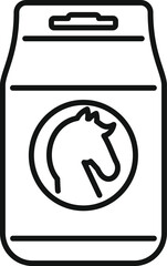 Poster - line drawing of a horse food bag containing nutritious animal feed, perfect for equine nutrition