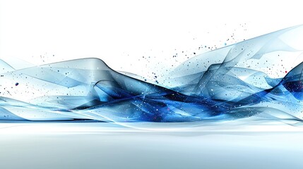 Poster - Abstract Blue Wave Design With Scattered Particles