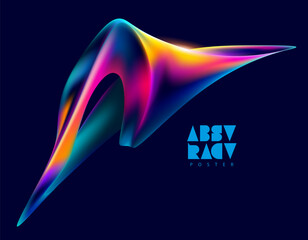 Wall Mural - colorful liquid lines. abstract 3d shape of iridescent wavy forms. realistic vector design elements.