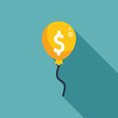 Poster - golden balloon with dollar sign representing financial markets, economic success, and wealth