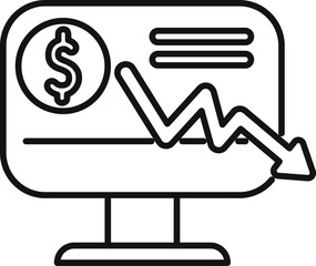 Poster - declining financial chart displayed on a computer monitor, symbolizing economic downturn and financi