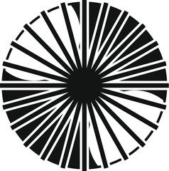 Poster - black and white circle with radiating lines creating a dynamic visual effect