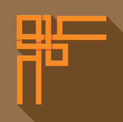 Poster - intricate orange geometric lines and squares creating an abstract design element on a brown backgrou