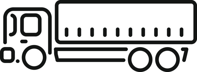 Poster - simple black and white line art icon of a cargo truck, representing transportation, delivery, and lo