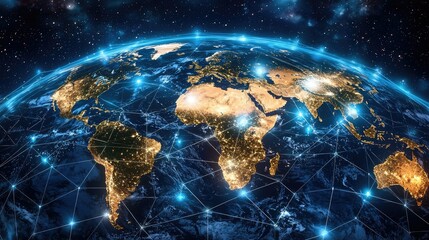 Poster - Global Network Illuminating Earth At Night