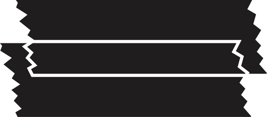 Aufkleber - three ripped horizontal black paper banners are overlapping, creating negative space for text
