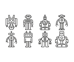 Wall Mural - robot character icons set vector illustration