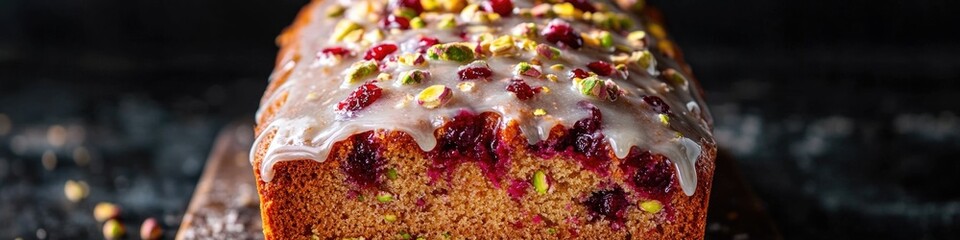 Poster - A delicious-looking fruit cake topped with creamy icing and colorful sprinkles